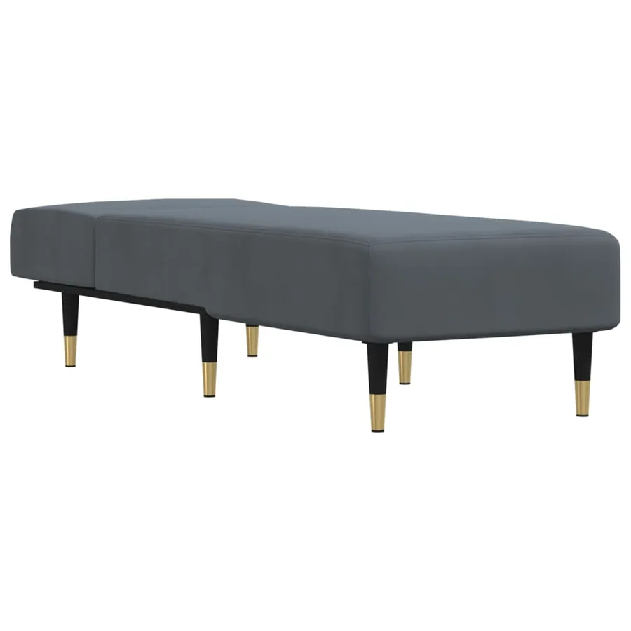 Chaise longue gris foncé velours - 3