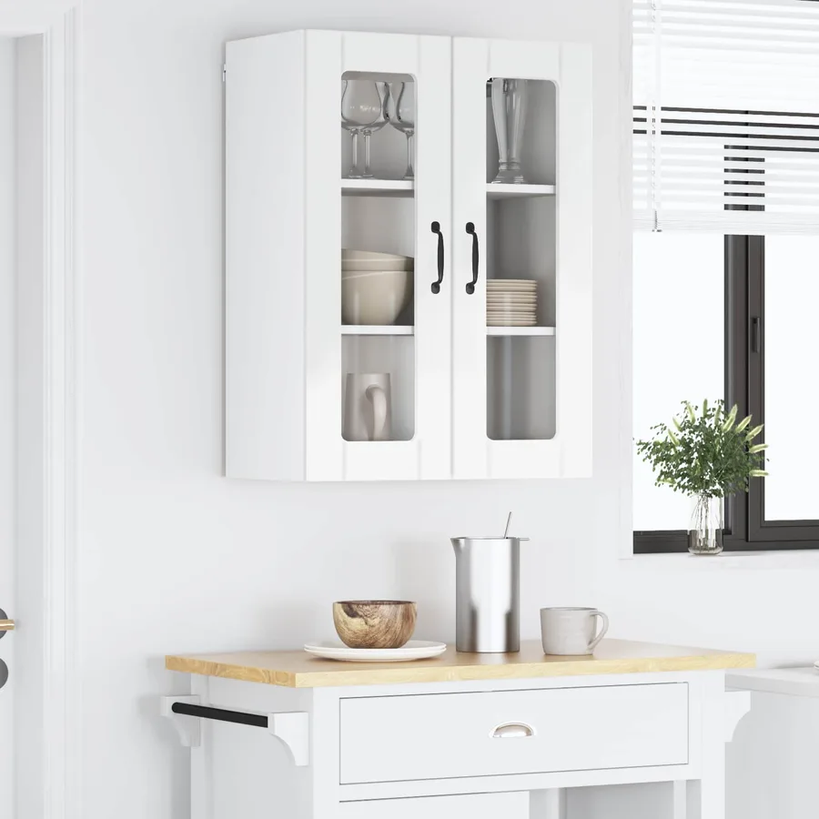 Cabinet en verre mural LUCCA Blanc brillant 60 x 31 x 80 cm - 4