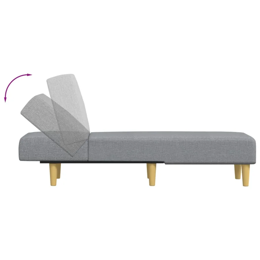 Chaise longue gris clair tissu - 6