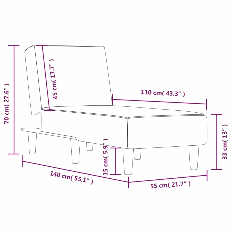Chaise longue gris clair tissu - 9