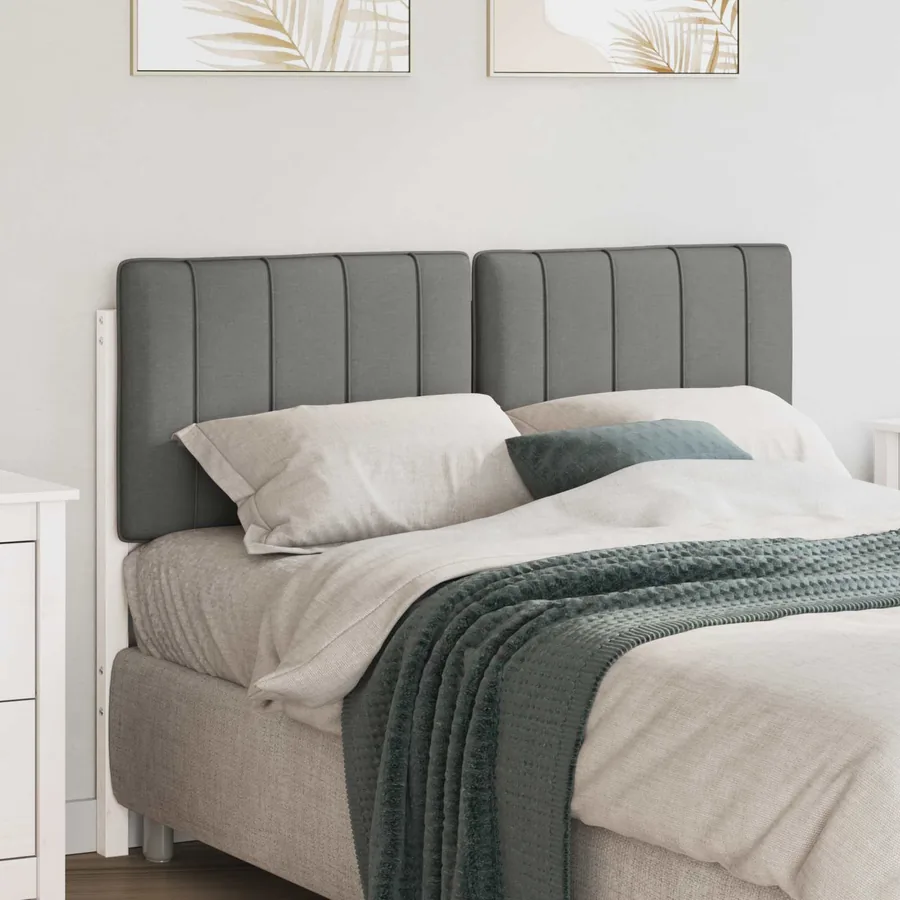 Tête de lit capitonnée Blanc et gris clair 120 cm Pin massif