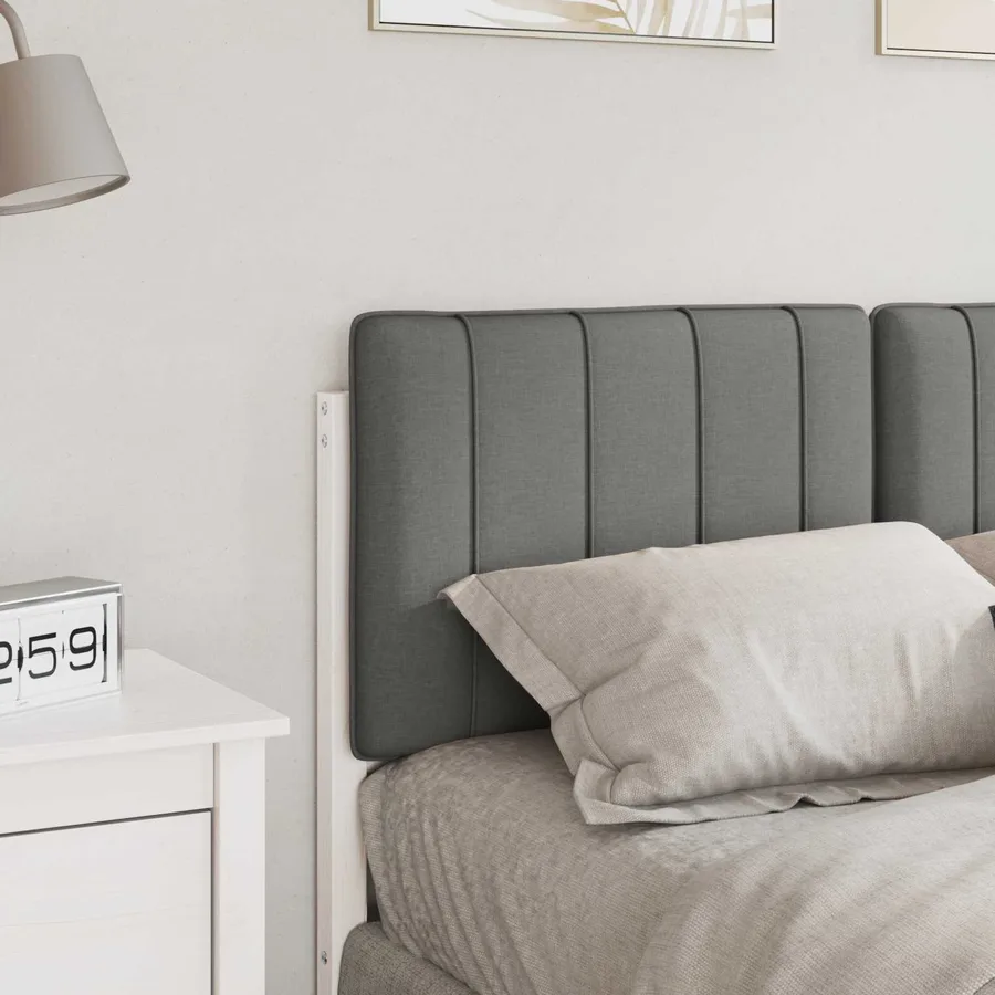 Tête de lit capitonnée Blanc et gris clair 120 cm Pin massif - 3