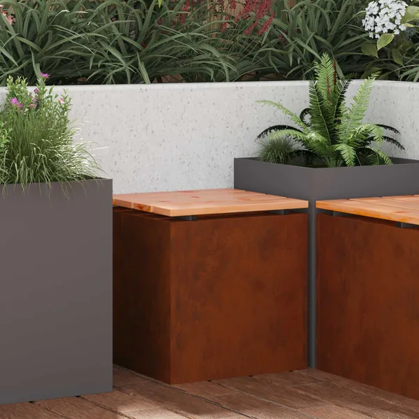 Banc de jardin 1 -Seater 40 x 40 x 43 cm Rouillé Carré