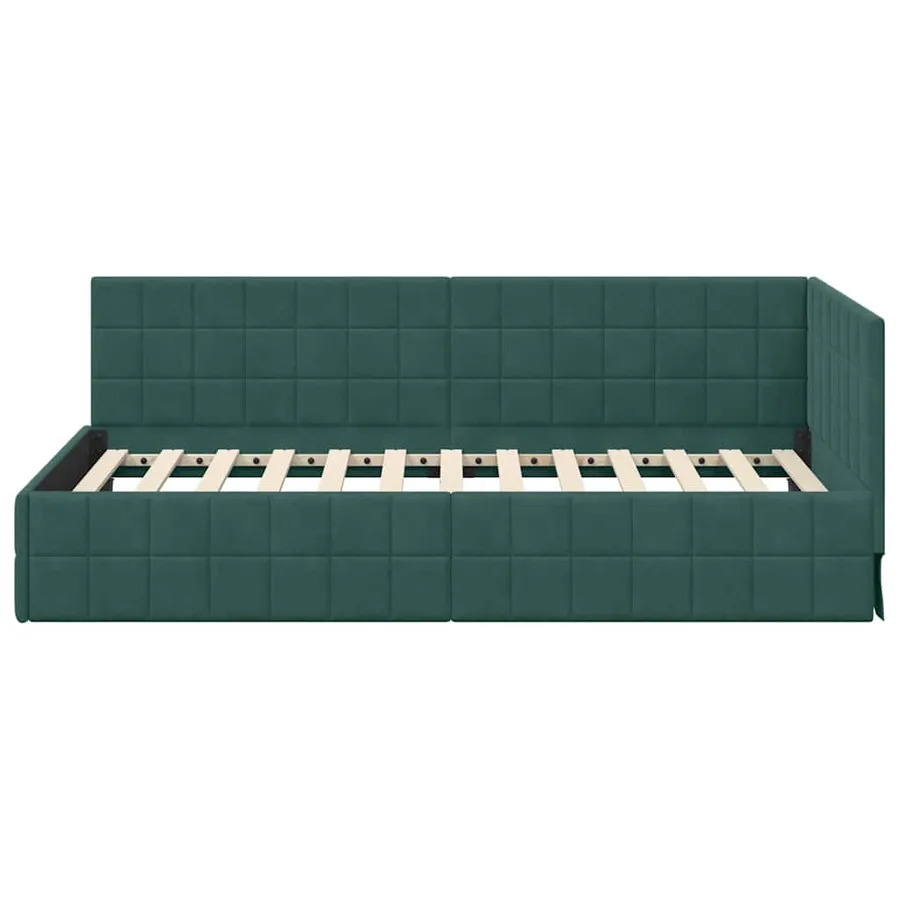 Cadre de lit d'angle Vert foncé 100 cm x 200 cm Velours - 5