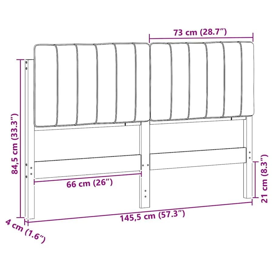 Tête de lit capitonnée Marron et gris clair 140 cm Pin massif - 13