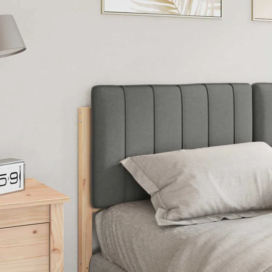 Tête de lit capitonnée Marron et gris clair 140 cm Pin massif - 3