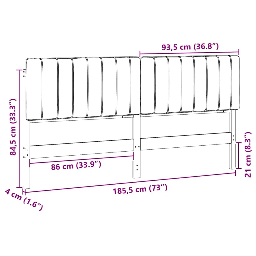 Tête de lit capitonnée Blanc et gris clair 180 cm Pin massif - 13
