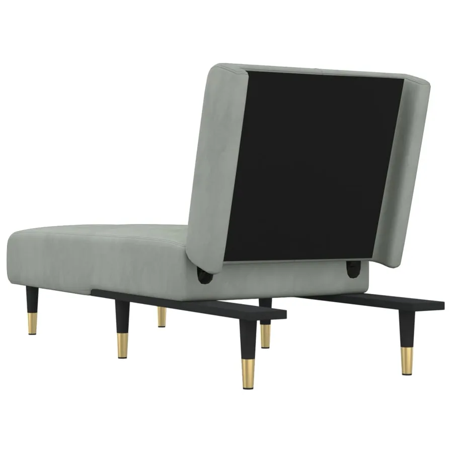 Chaise longue gris clair velours - 5