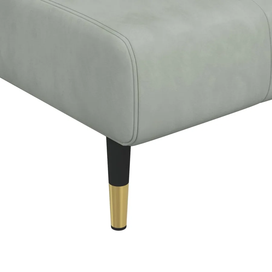 Chaise longue gris clair velours - 7