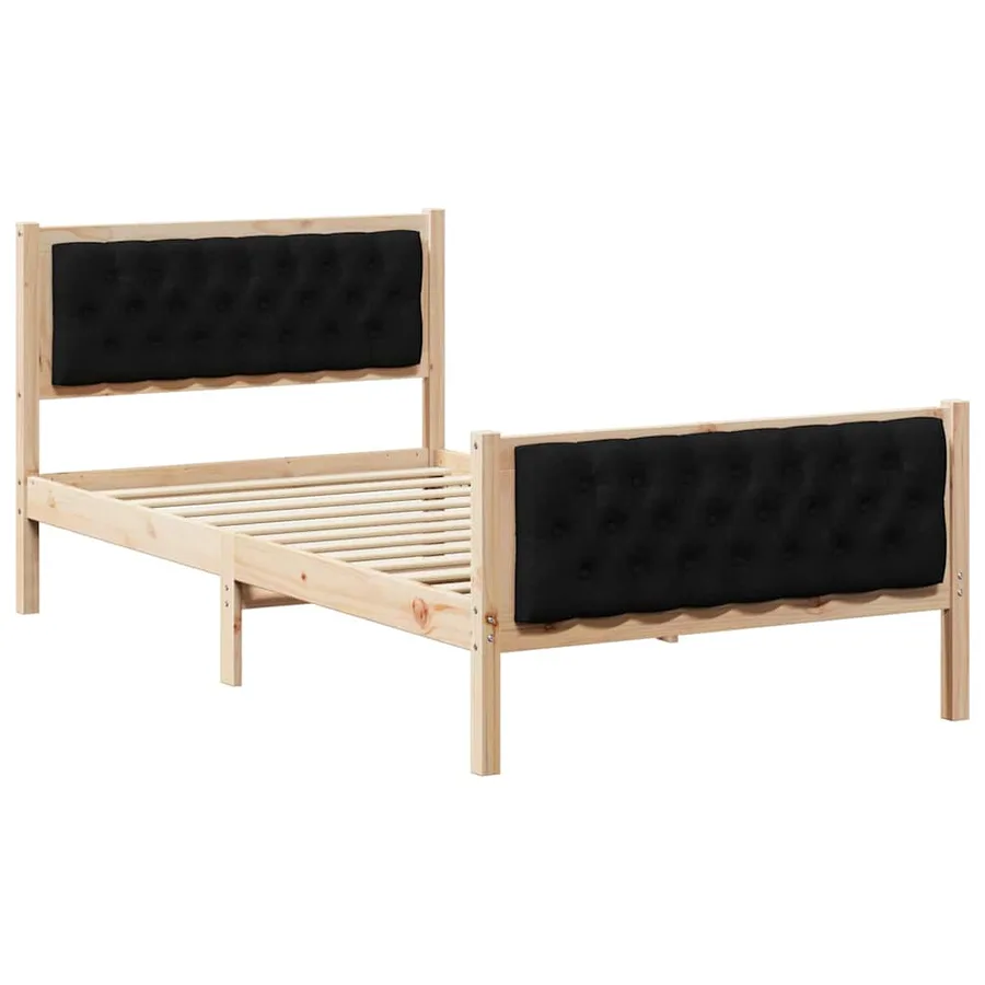 Cadre de lit avec tête de lit Noir 100 x 200 cm Pin massif - 2