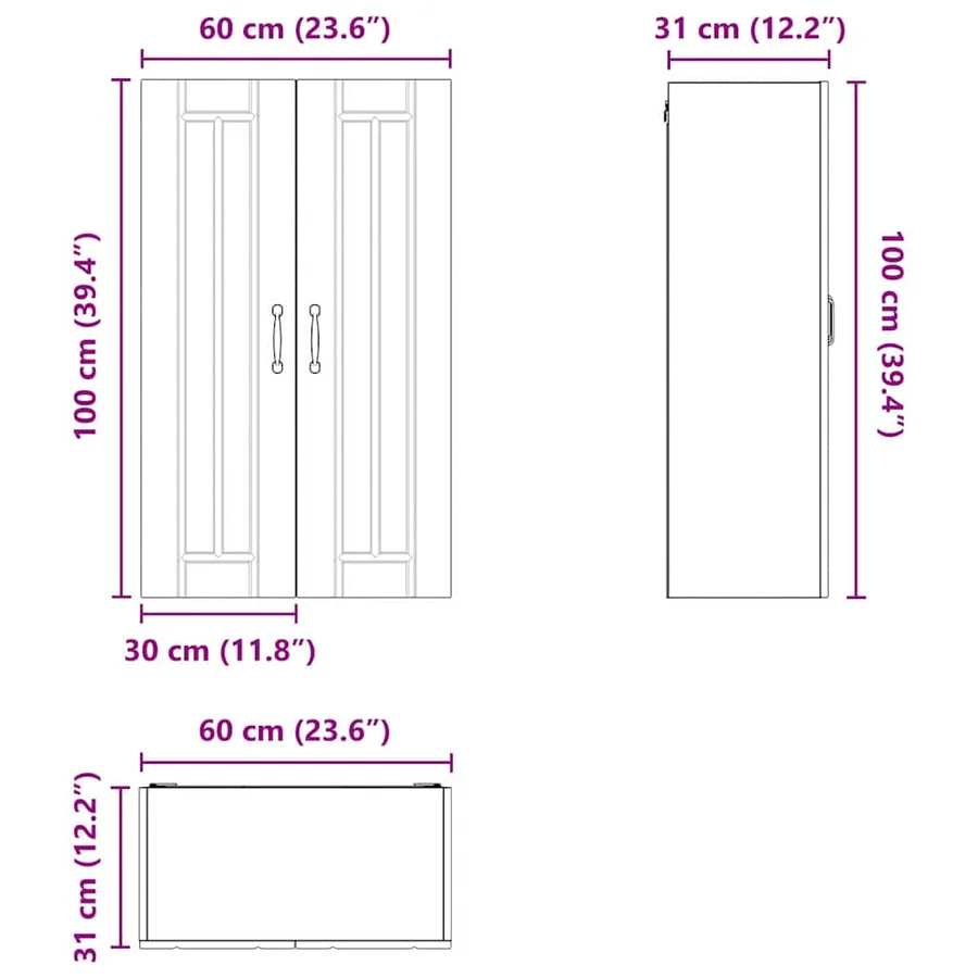 Meuble mural LUCCA Blanc brillant 60 x 31 x 100 cm - 13