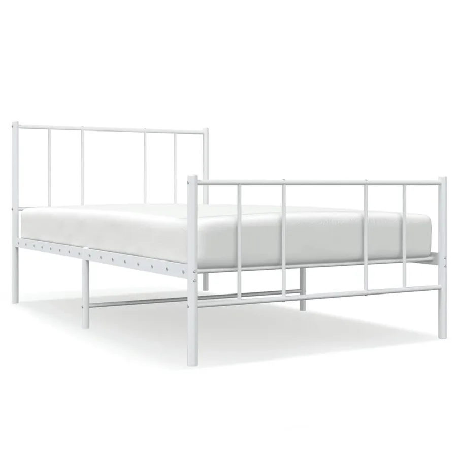 Cadre de lit métal sans matelas avec pied de lit blanc 80x200cm - 2