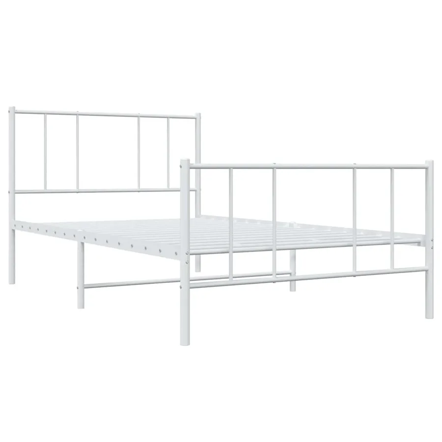 Cadre de lit métal sans matelas avec pied de lit blanc 80x200cm - 3