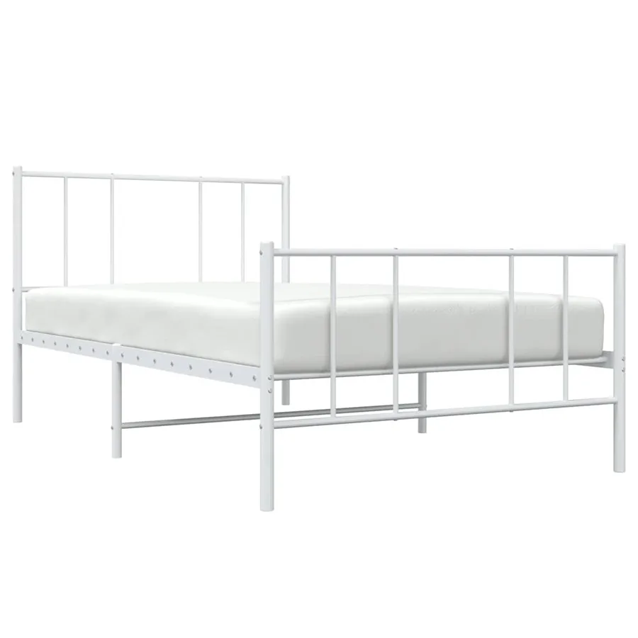 Cadre de lit métal sans matelas avec pied de lit blanc 80x200cm - 5