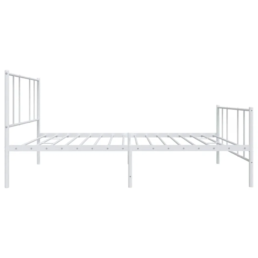 Cadre de lit métal sans matelas avec pied de lit blanc 80x200cm - 7