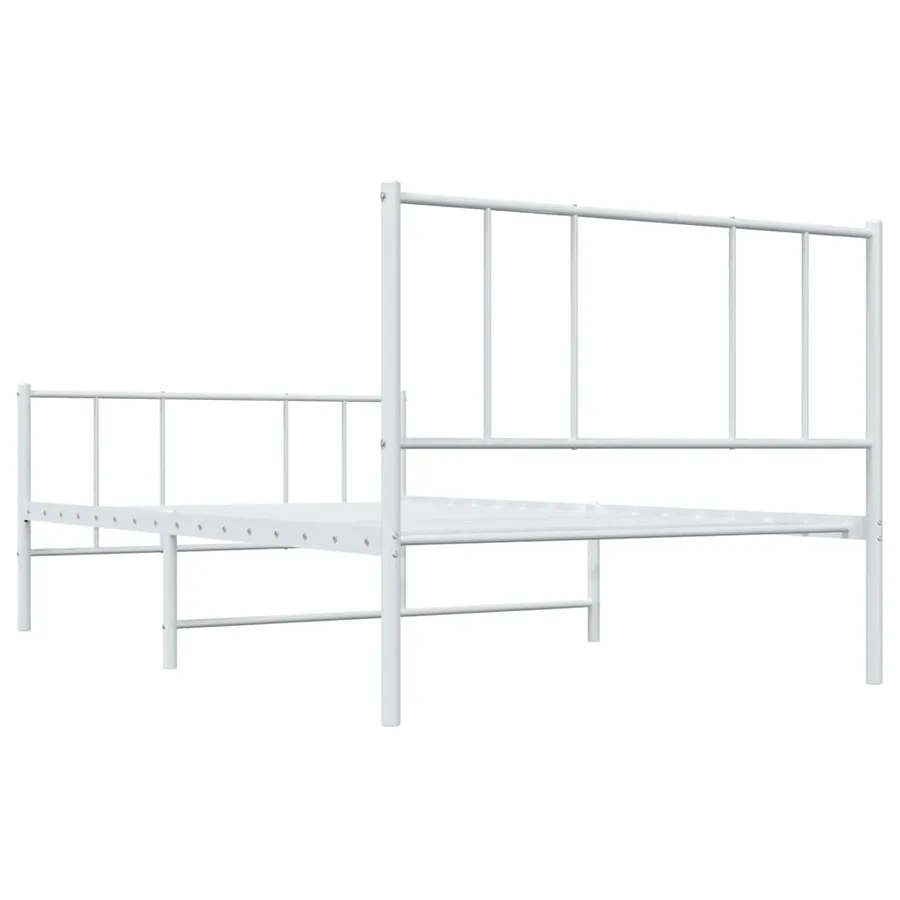 Cadre de lit métal sans matelas avec pied de lit blanc 80x200cm - 8