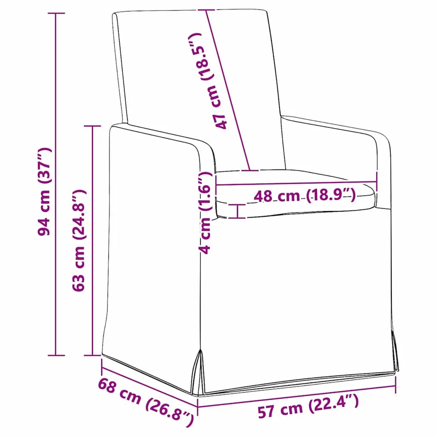 Chaises de salle à manger 2 pcs Gris clair 57 x 67 x 95 cm Lin - 11