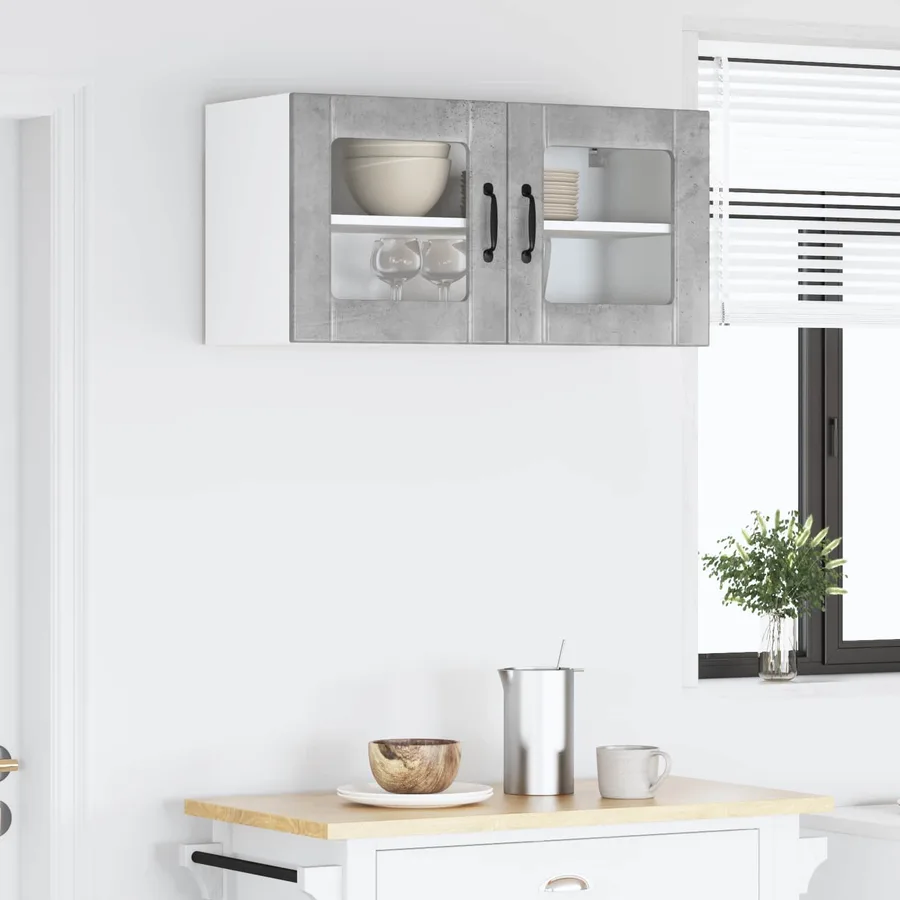 Cabinet en verre mural LUCCA Gris béton 80 x 31 x 40 cm - 4