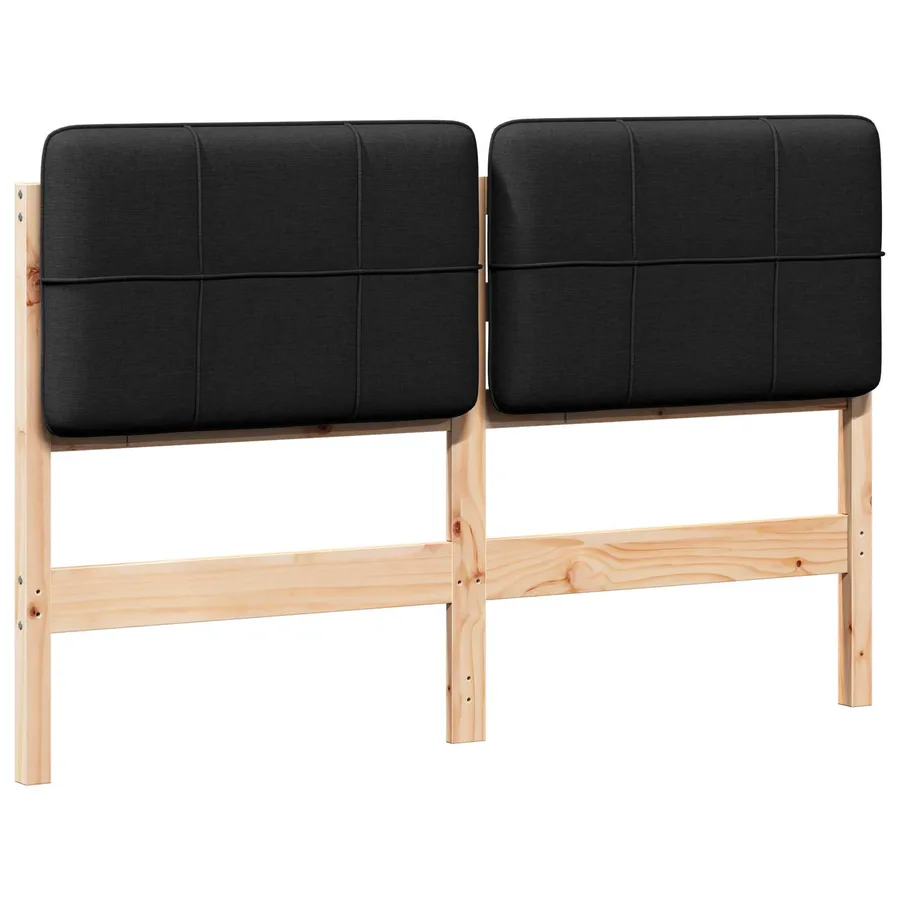 Tête de lit capitonnée Marron et Noir 140 cm Pin massif - 2