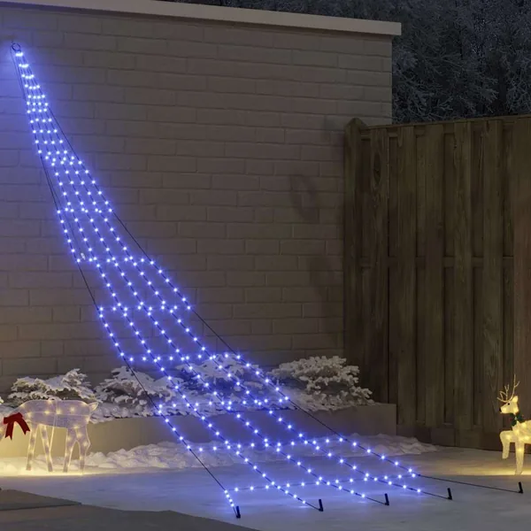Arbre de Noël LED avec piquets au sol Bleu 511 cm Métal
