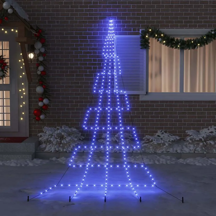 Arbre de Noël LED avec piquets au sol Bleu 511 cm Métal - 3