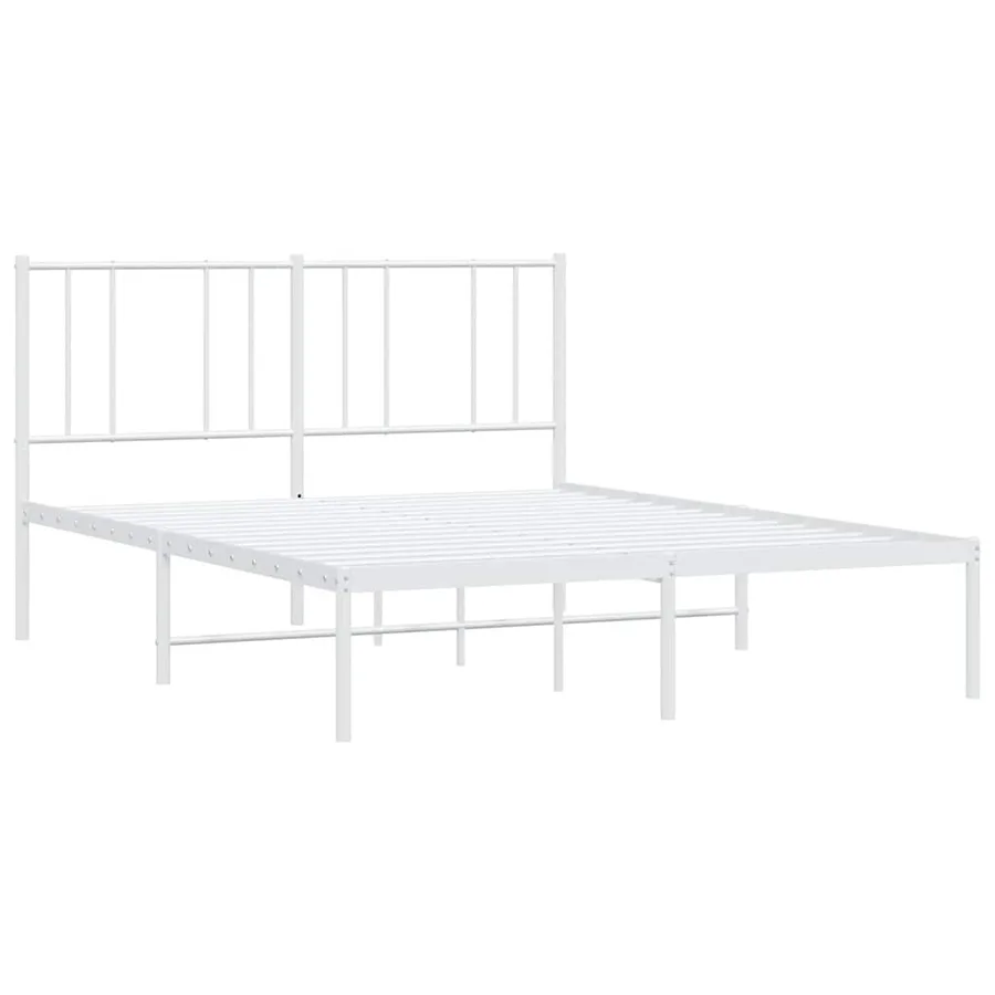 Cadre de lit métal sans matelas et tête de lit blanc 150x200 cm - 4