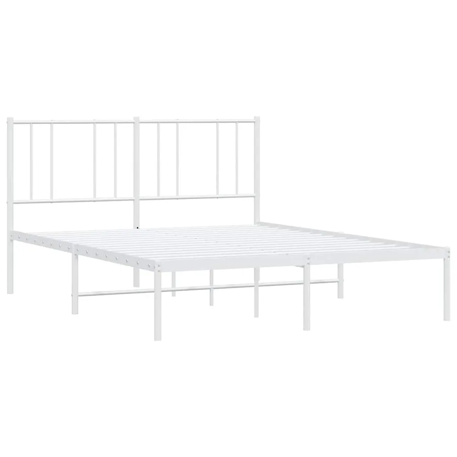 Cadre de lit métal sans matelas et tête de lit blanc 150x200 cm - 5