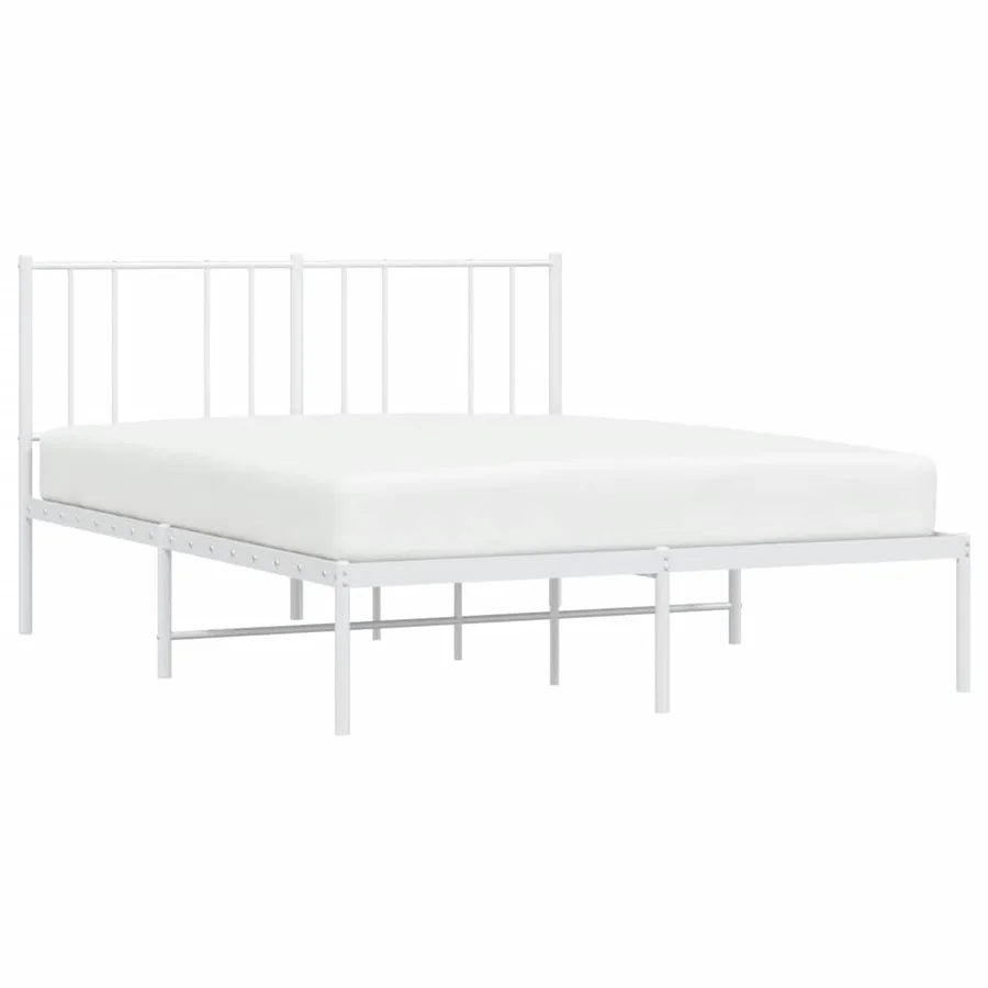 Cadre de lit métal sans matelas et tête de lit blanc 150x200 cm - 6