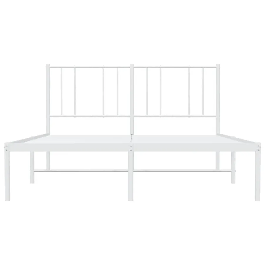 Cadre de lit métal sans matelas et tête de lit blanc 150x200 cm - 7