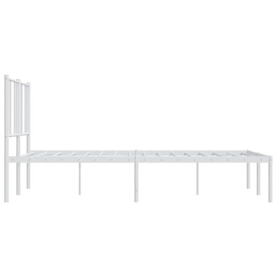 Cadre de lit métal sans matelas et tête de lit blanc 150x200 cm - 8