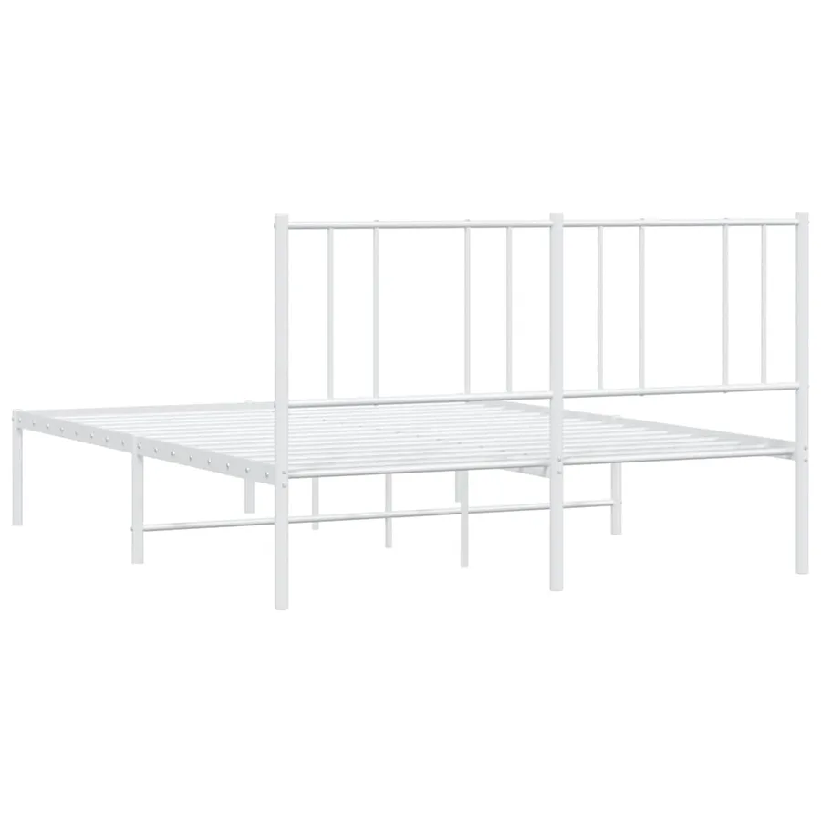 Cadre de lit métal sans matelas et tête de lit blanc 150x200 cm - 9