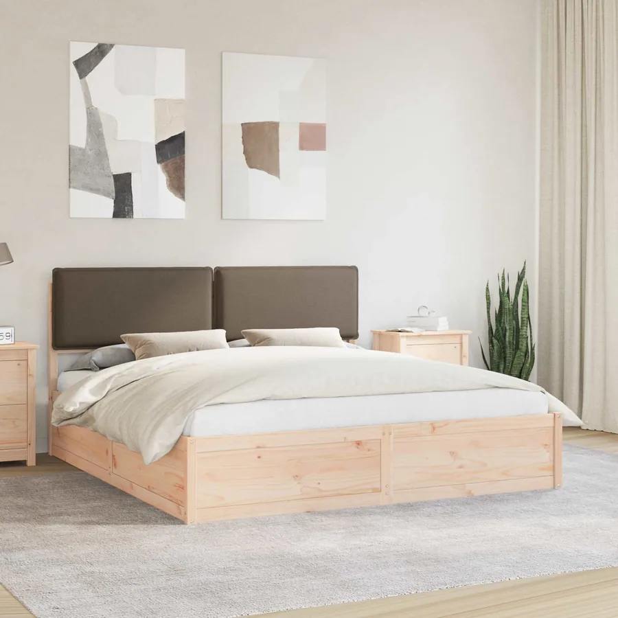 Cadre de lit avec tête de lit rembourrée Taupe 200 x 200 cm
