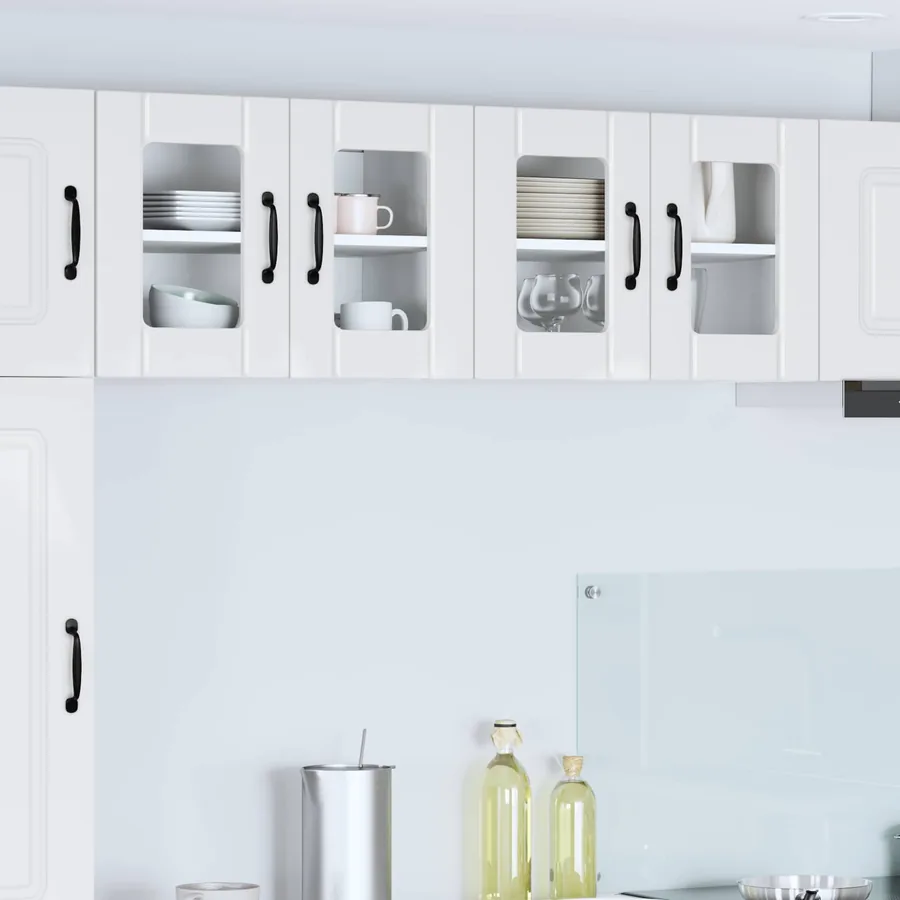 Cabinet en verre mural LUCCA 2 pcs Blanc brillant