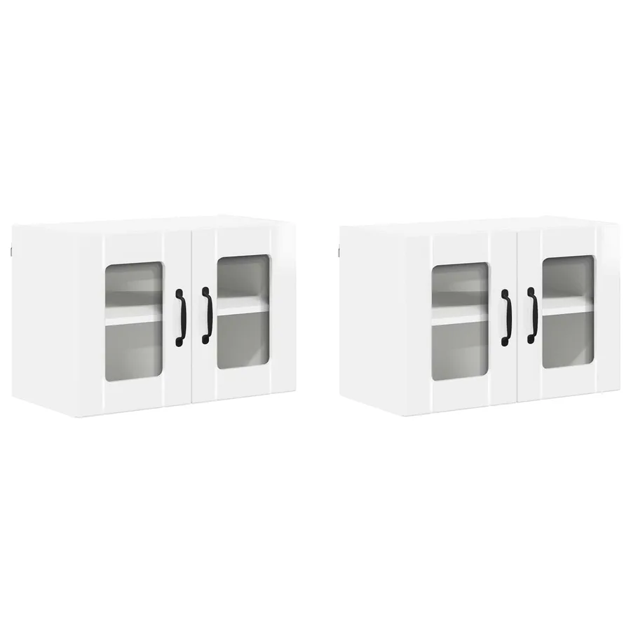 Cabinet en verre mural LUCCA 2 pcs Blanc brillant - 2