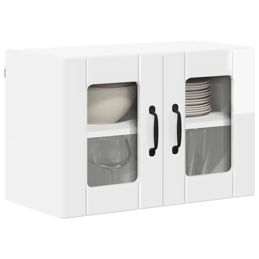 Cabinet en verre mural LUCCA 2 pcs Blanc brillant - 3