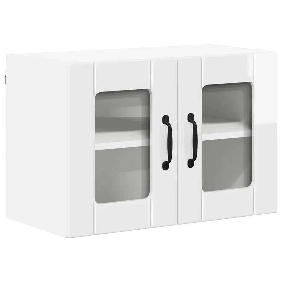 Cabinet en verre mural LUCCA 2 pcs Blanc brillant - 5