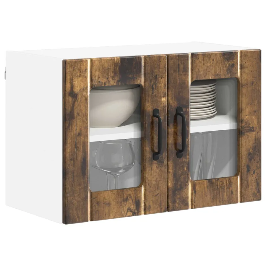 Cabinet en verre mural LUCCA 2 pcs Chêne fumé 60 x 31 x 40 cm - 3