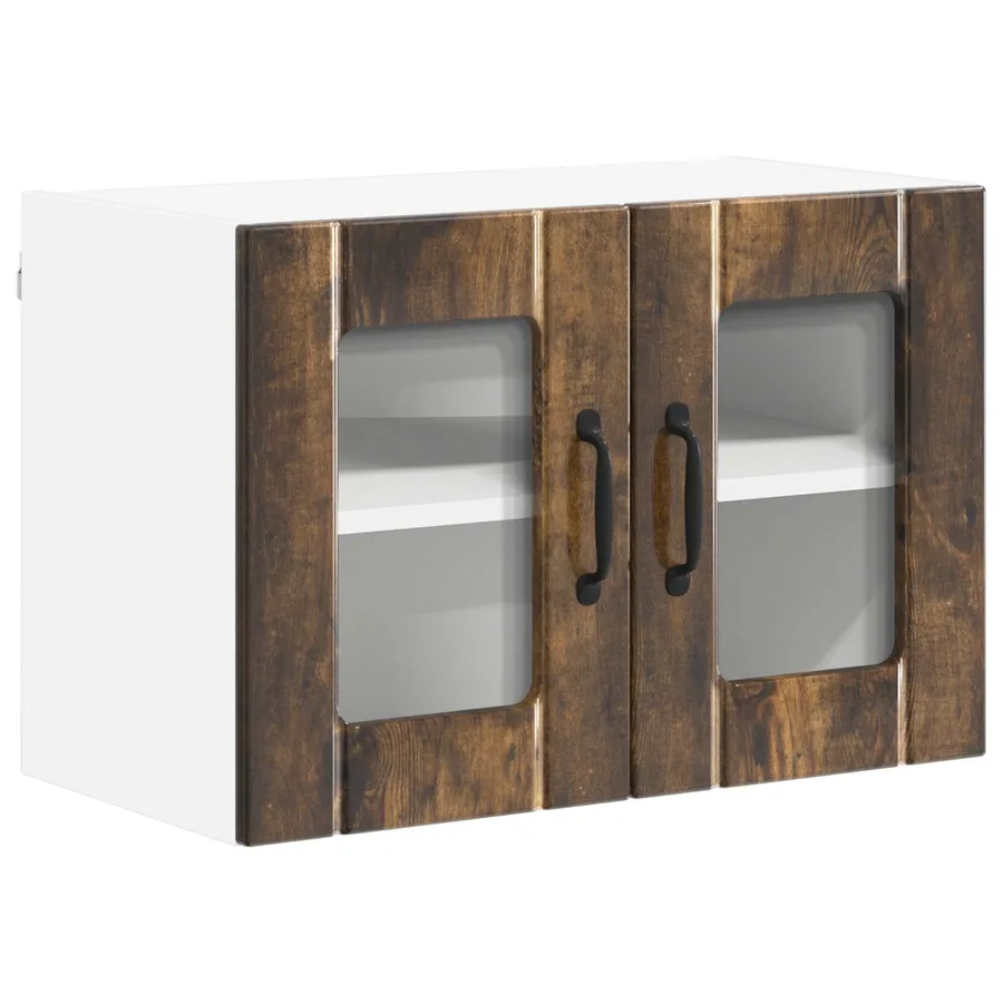 Cabinet en verre mural LUCCA 2 pcs Chêne fumé 60 x 31 x 40 cm - 5