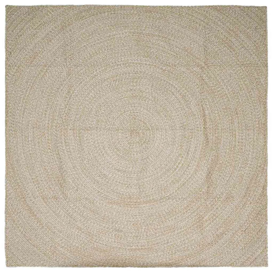 Tapis de surface Naturel et Blanc 200 x 200 cm Jute