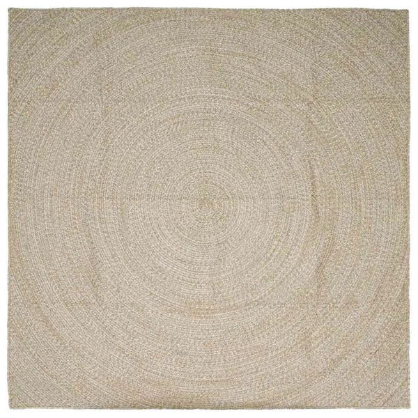 Tapis de surface Naturel et Blanc 200 x 200 cm Jute
