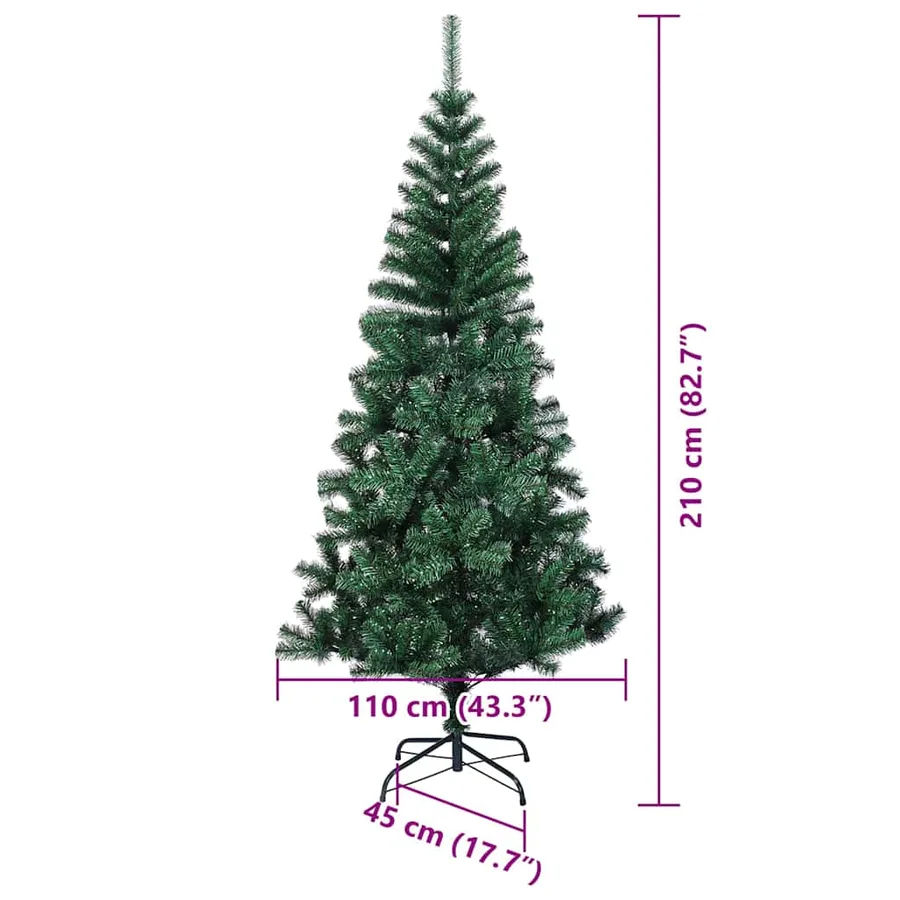 Sapin de Noël artificiel pré-éclairé Vert 210 cm PVC et métal - 16