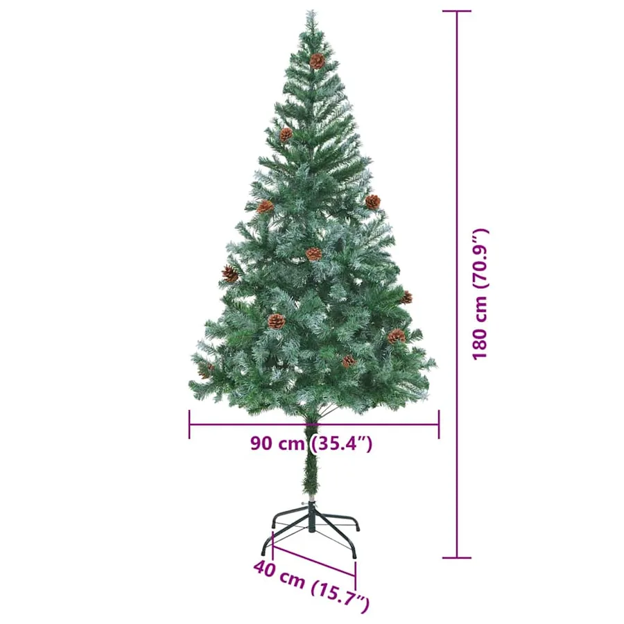 Sapin de Noël artificiel avec 300 LED Vert 180 cm PVC et Acier - 14