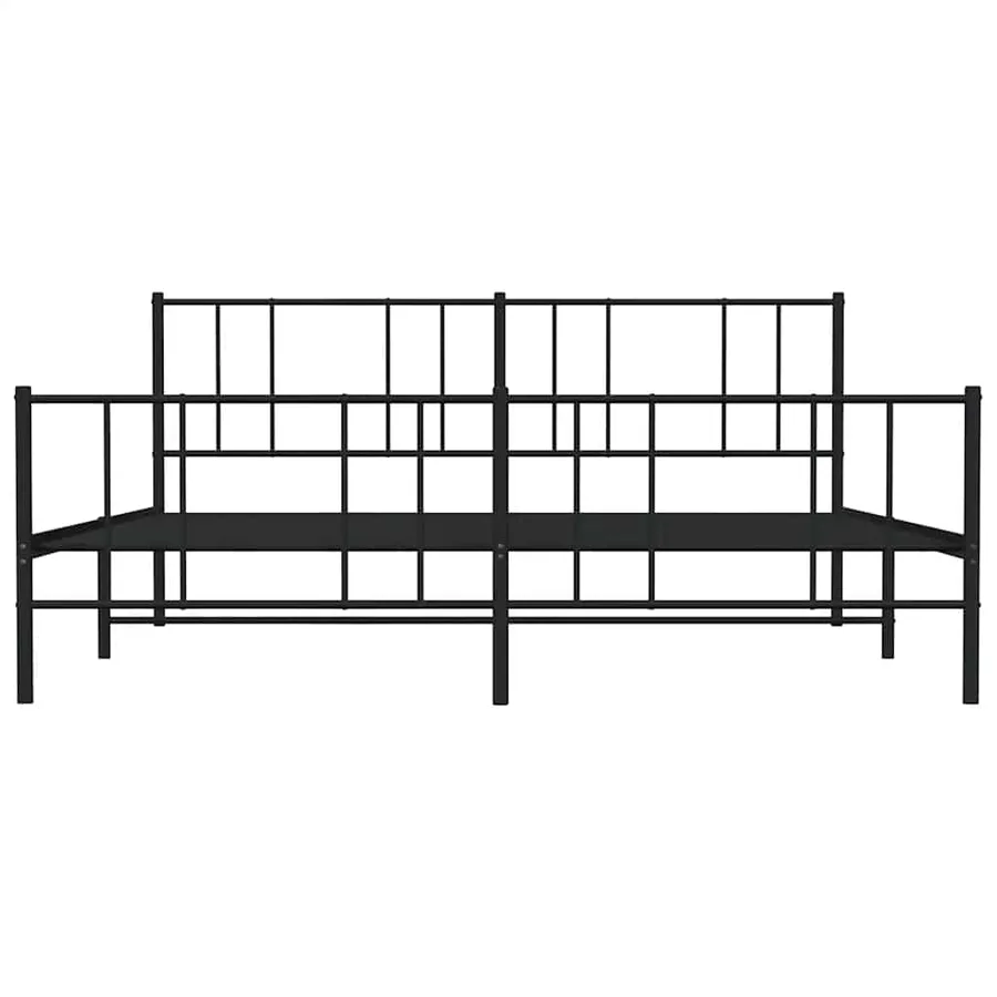 Cadre de lit métal sans matelas avec pied de lit noir 193x203cm - 6