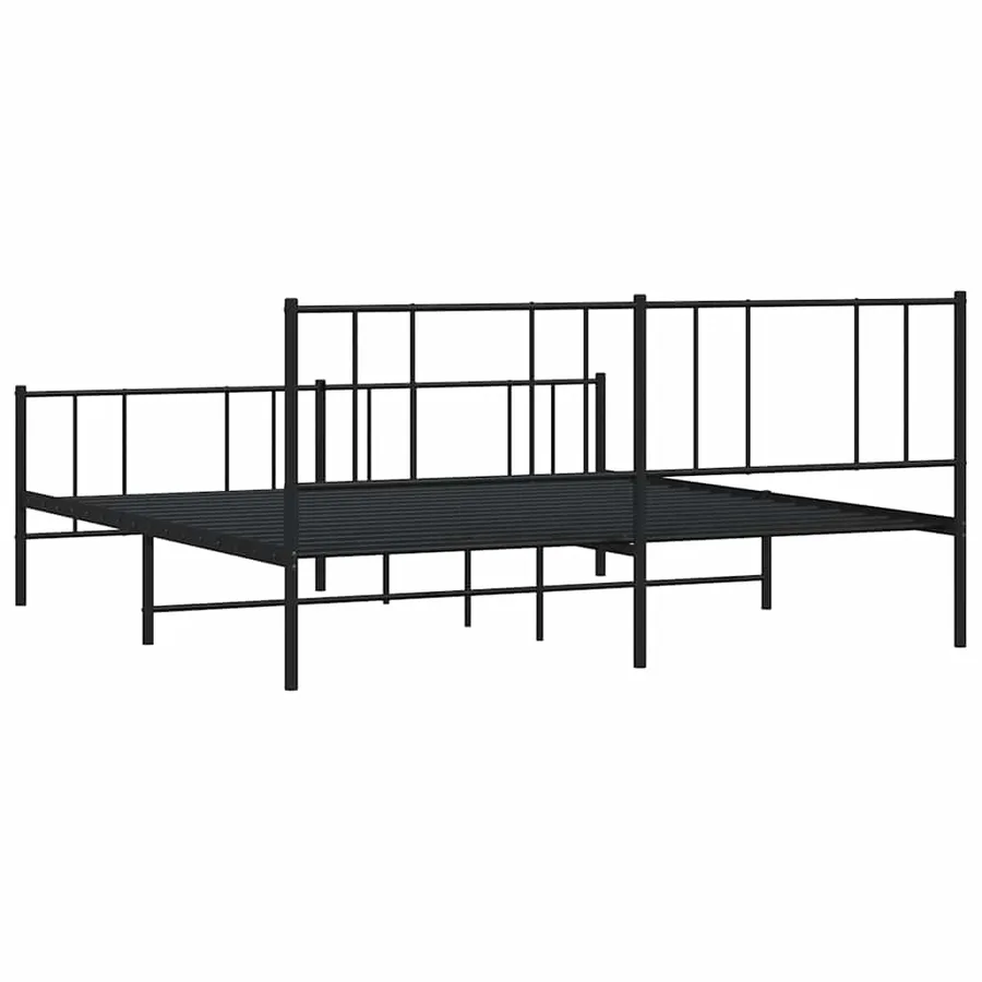 Cadre de lit métal sans matelas avec pied de lit noir 193x203cm - 8