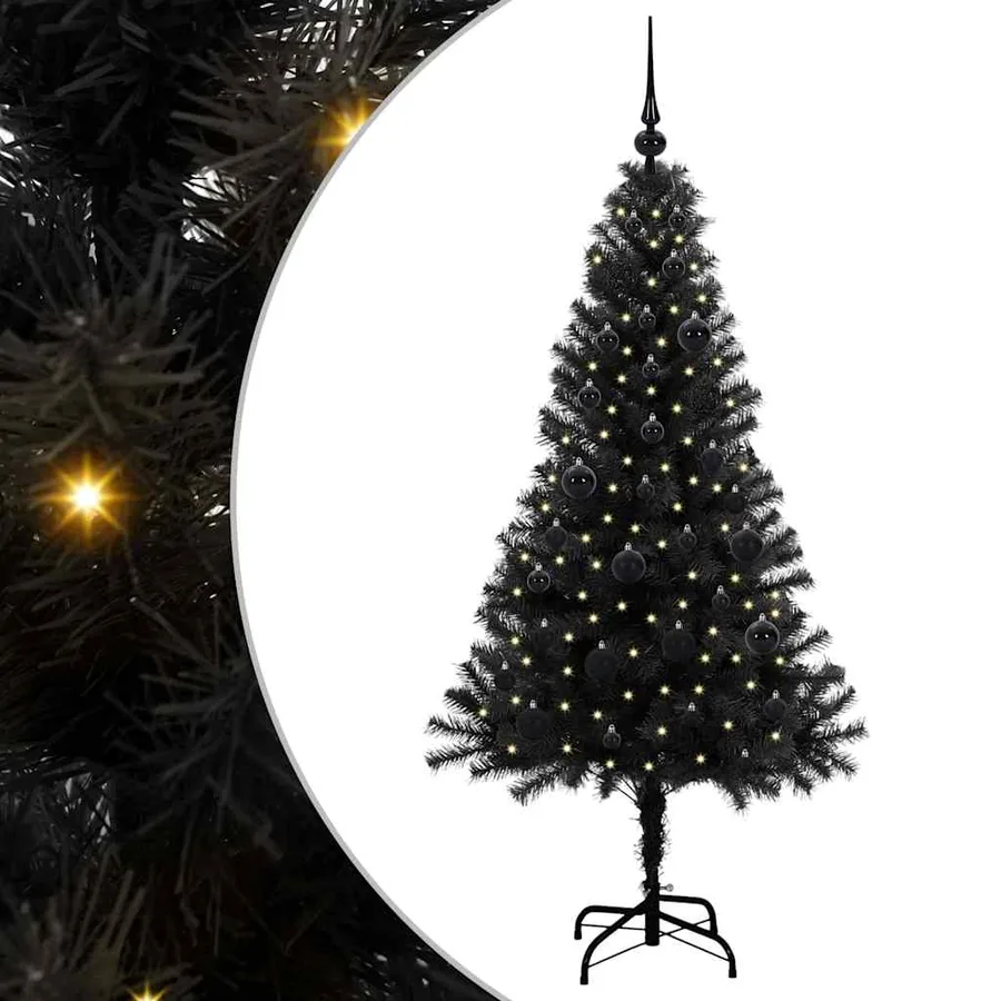 Sapin de Noël avec 150 LED avec support Noir 150 cm PVC - 2