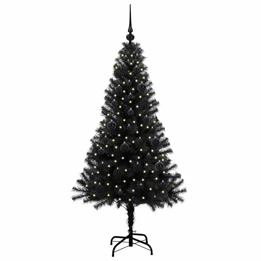 Sapin de Noël avec 150 LED avec support Noir 150 cm PVC - 3