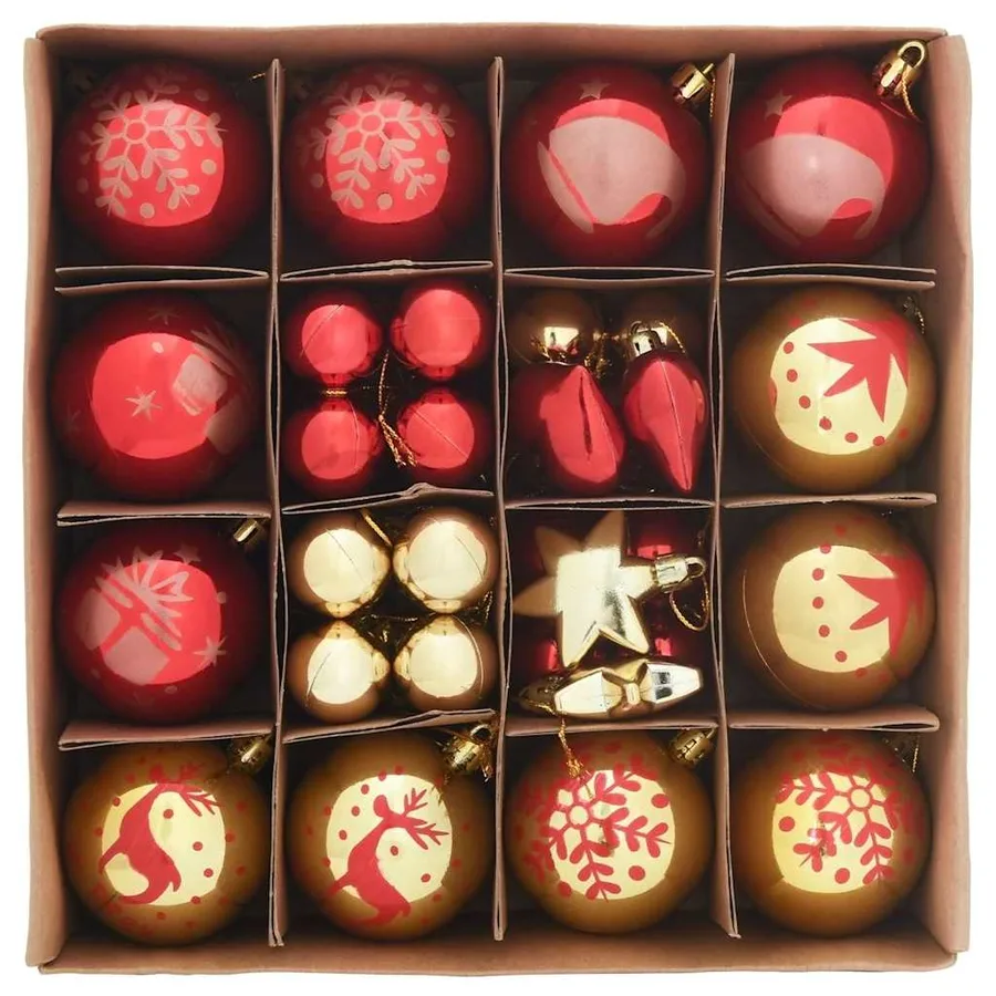 Ensemble de Boules de Noël 40 pcs or et rouge Plastique - 3