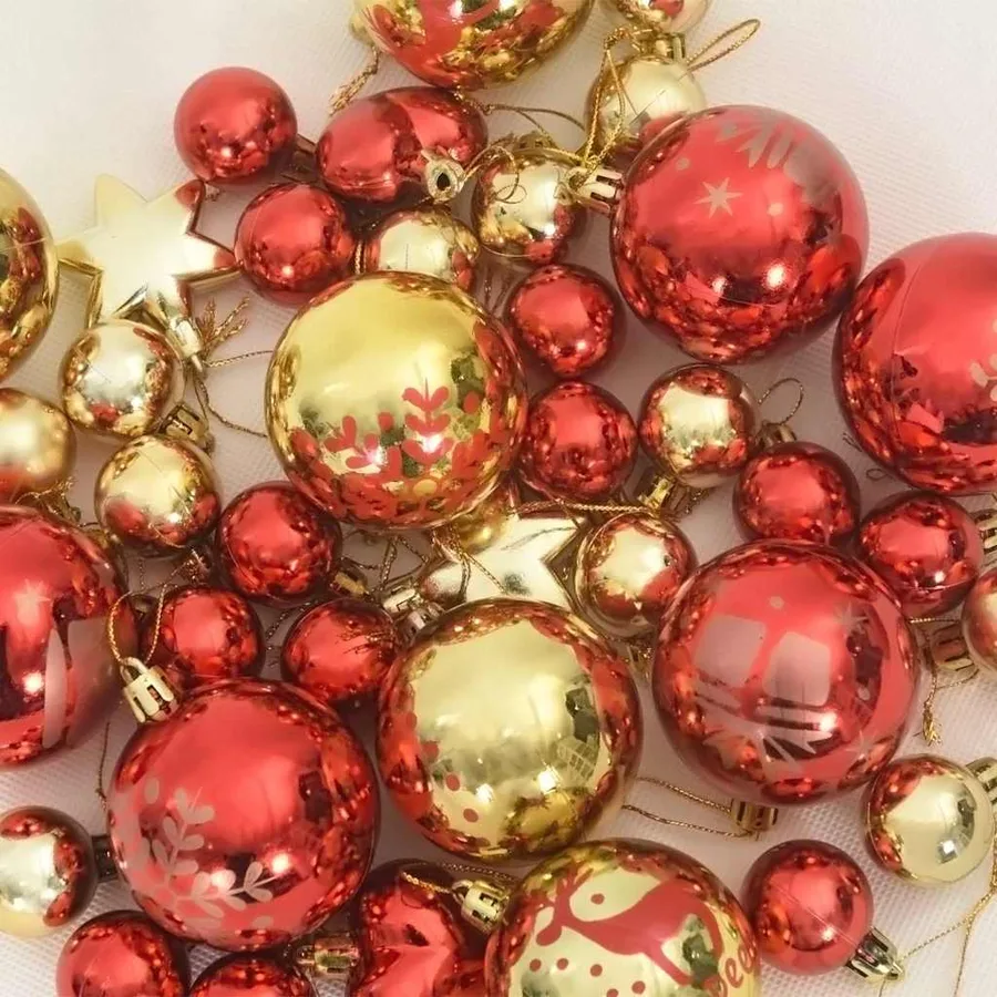 Ensemble de Boules de Noël 40 pcs or et rouge Plastique - 6