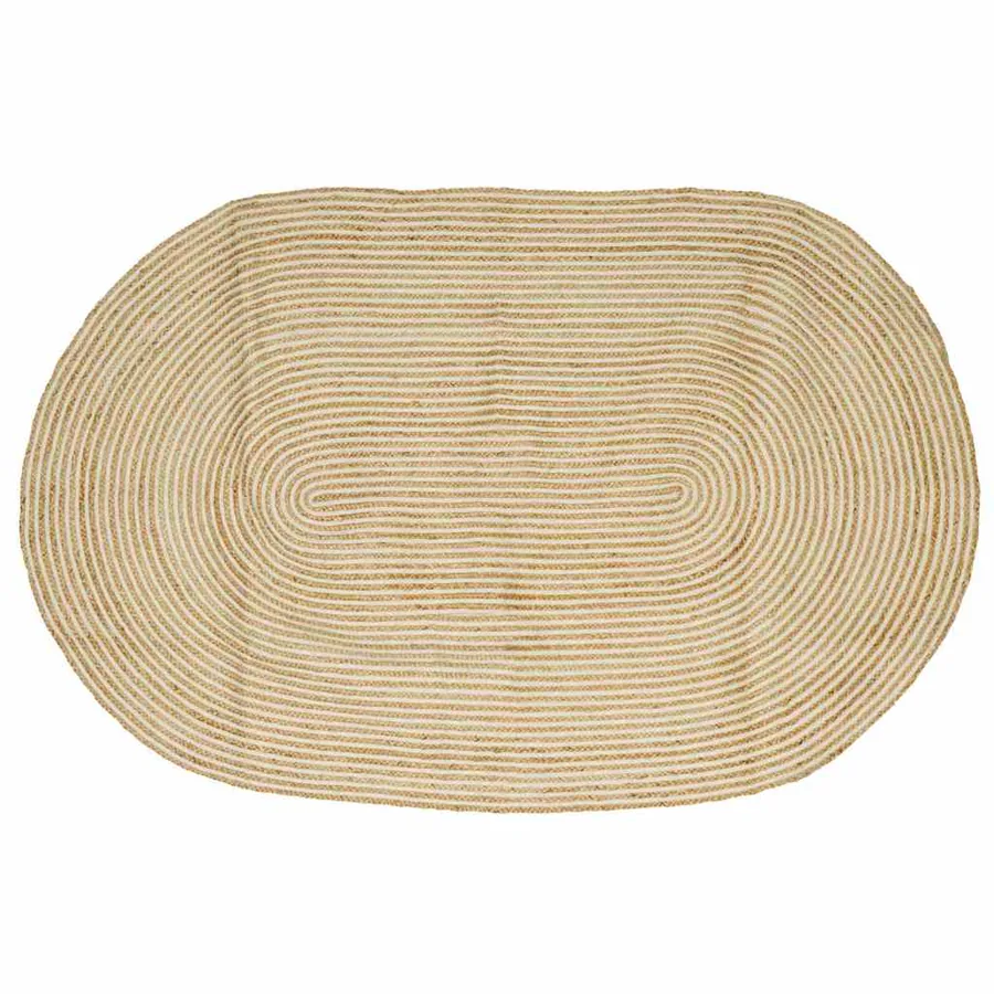 Tapis de surface Naturel et Blanc 152 x 245 cm Jute