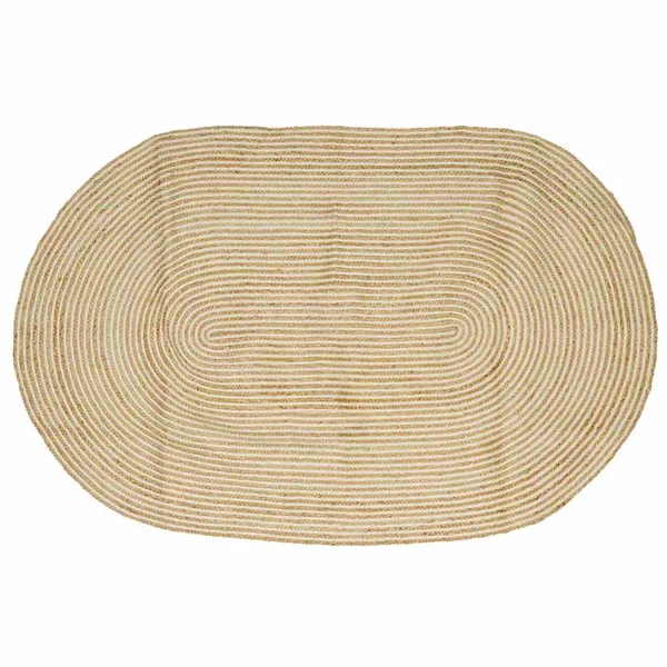 Tapis de surface Naturel et Blanc 152 x 245 cm Jute